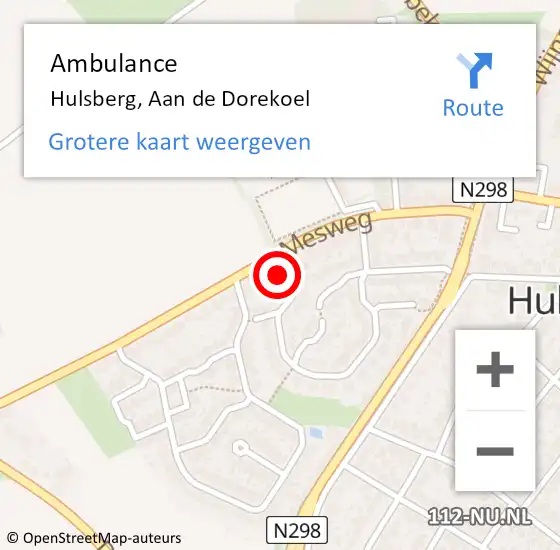 Locatie op kaart van de 112 melding: Ambulance Hulsberg, Aan de Dorekoel op 17 februari 2014 09:50