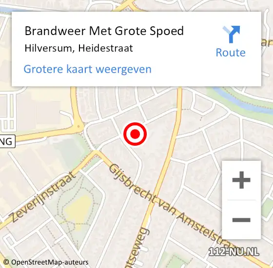 Locatie op kaart van de 112 melding: Brandweer Met Grote Spoed Naar Hilversum, Heidestraat op 23 februari 2018 18:09