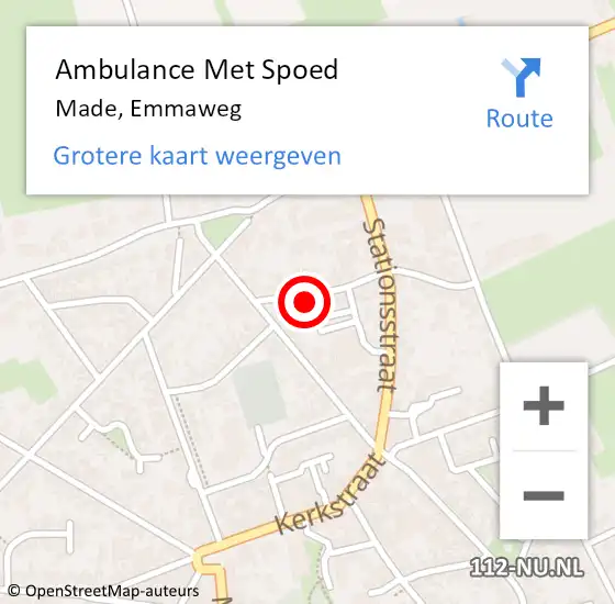 Locatie op kaart van de 112 melding: Ambulance Met Spoed Naar Made, Emmaweg op 23 februari 2018 18:22