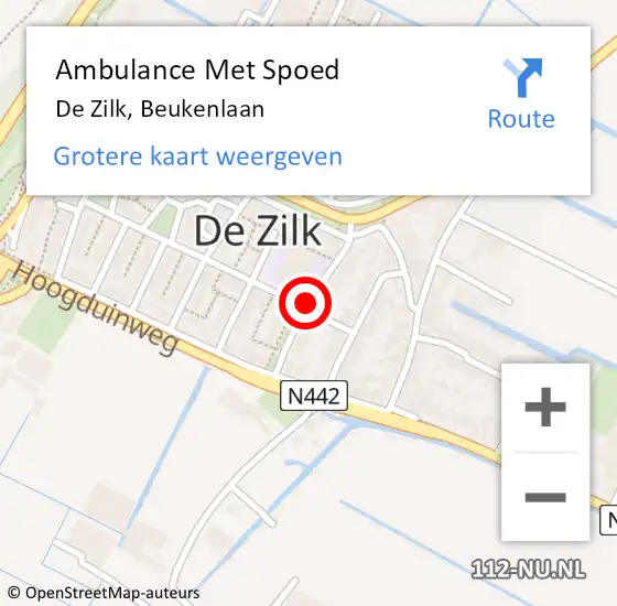 Locatie op kaart van de 112 melding: Ambulance Met Spoed Naar De Zilk, Beukenlaan op 23 februari 2018 18:33
