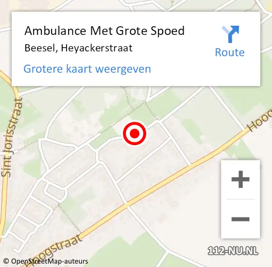 Locatie op kaart van de 112 melding: Ambulance Met Grote Spoed Naar Beesel, Heyackerstraat op 23 februari 2018 19:18