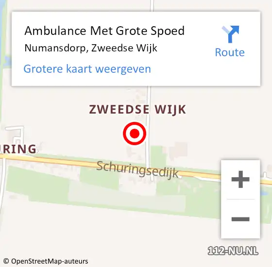 Locatie op kaart van de 112 melding: Ambulance Met Grote Spoed Naar Numansdorp, Zweedse Wijk op 23 februari 2018 19:19