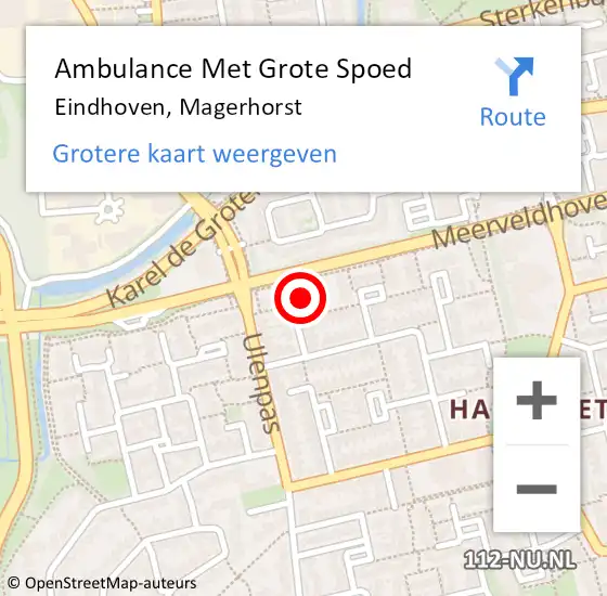 Locatie op kaart van de 112 melding: Ambulance Met Grote Spoed Naar Eindhoven, Magerhorst op 23 februari 2018 19:42