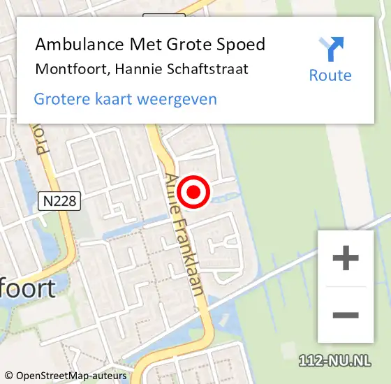 Locatie op kaart van de 112 melding: Ambulance Met Grote Spoed Naar Montfoort, Hannie Schaftstraat op 23 februari 2018 19:46