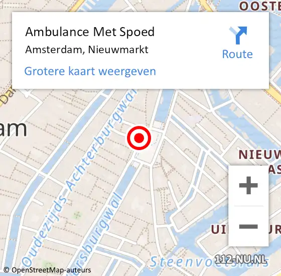 Locatie op kaart van de 112 melding: Ambulance Met Spoed Naar Amsterdam, Nieuwmarkt op 23 februari 2018 20:20