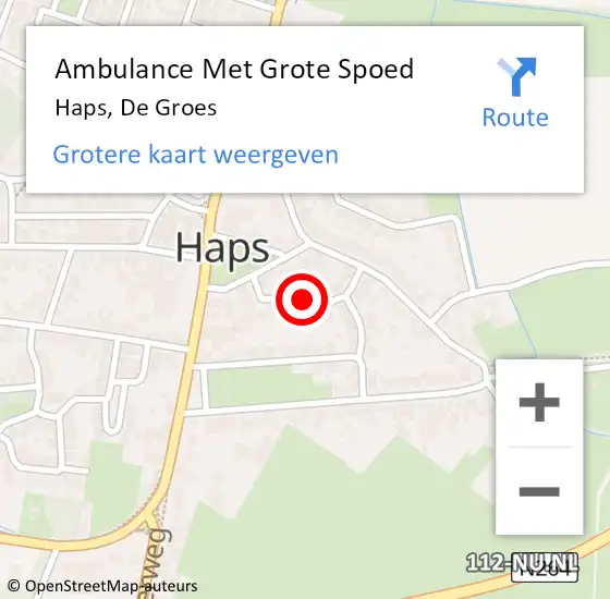 Locatie op kaart van de 112 melding: Ambulance Met Grote Spoed Naar Haps, De Groes op 23 februari 2018 20:28