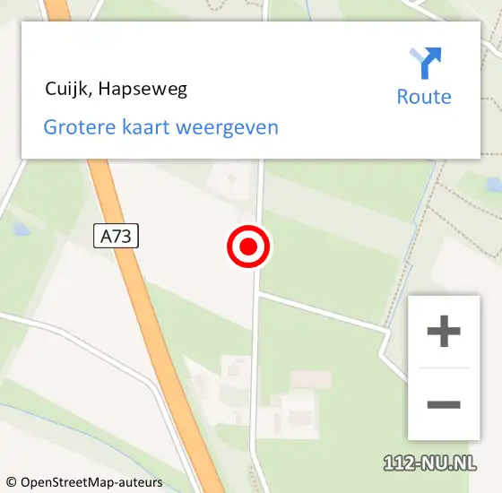 Locatie op kaart van de 112 melding:  Cuijk, Hapseweg op 23 februari 2018 20:36