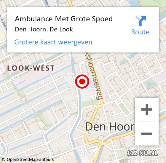 Locatie op kaart van de 112 melding: Ambulance Met Grote Spoed Naar Den Hoorn, De Look op 23 februari 2018 21:10