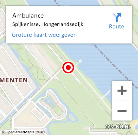 Locatie op kaart van de 112 melding: Ambulance Spijkenisse, Hongerlandsedijk op 23 februari 2018 21:18