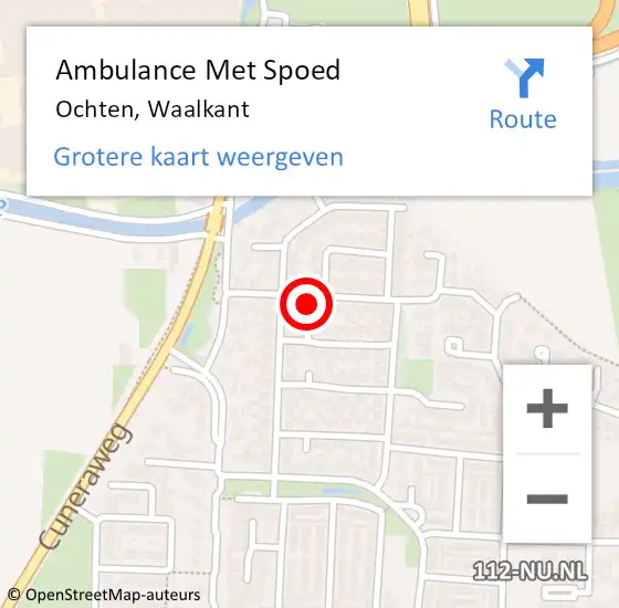 Locatie op kaart van de 112 melding: Ambulance Met Spoed Naar Ochten, Waalkant op 23 februari 2018 21:59