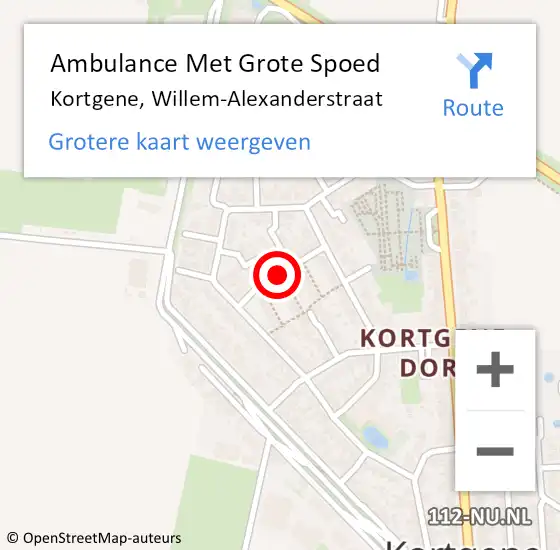 Locatie op kaart van de 112 melding: Ambulance Met Grote Spoed Naar Kortgene, Willem-Alexanderstraat op 23 februari 2018 22:07