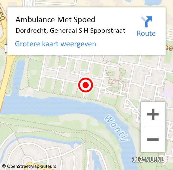 Locatie op kaart van de 112 melding: Ambulance Met Spoed Naar Dordrecht, Generaal S H Spoorstraat op 23 februari 2018 22:20
