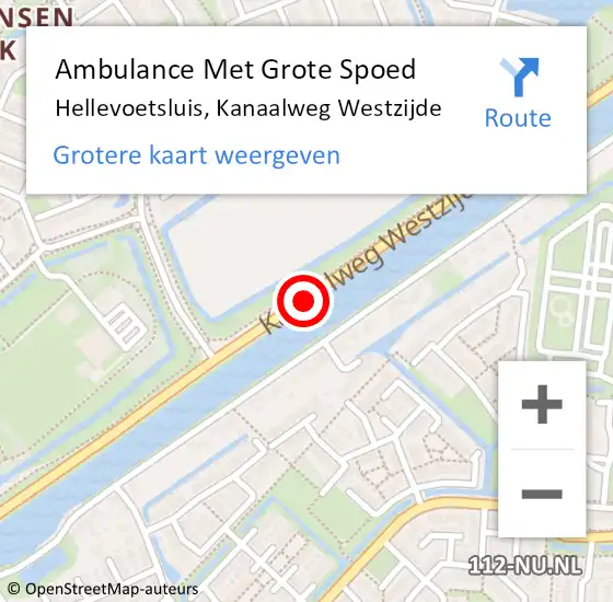 Locatie op kaart van de 112 melding: Ambulance Met Grote Spoed Naar Hellevoetsluis, Kanaalweg Westzijde op 23 februari 2018 22:38