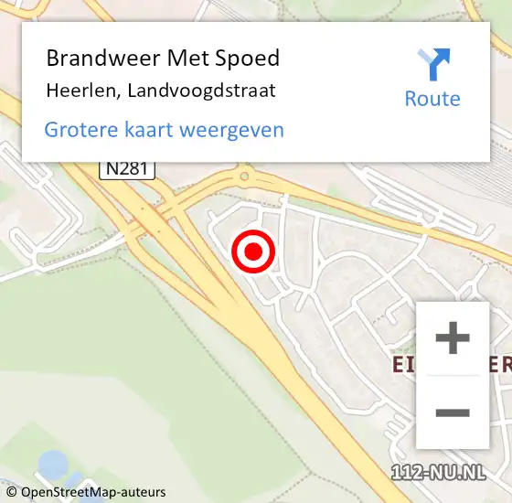 Locatie op kaart van de 112 melding: Brandweer Met Spoed Naar Heerlen, Landvoogdstraat op 23 februari 2018 22:49