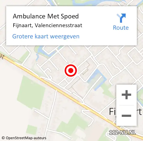 Locatie op kaart van de 112 melding: Ambulance Met Spoed Naar Fijnaart, Valenciennesstraat op 23 februari 2018 22:51