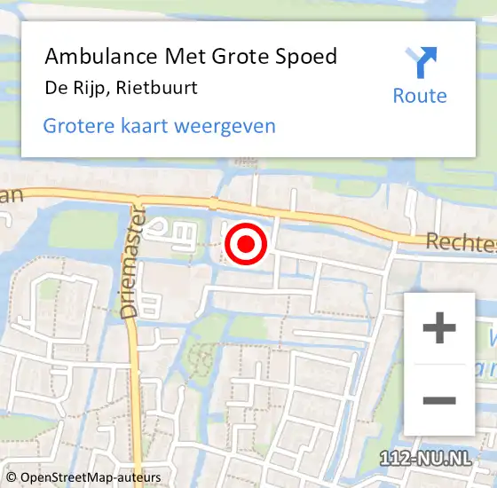 Locatie op kaart van de 112 melding: Ambulance Met Grote Spoed Naar De Rijp, Rietbuurt op 24 februari 2018 01:14