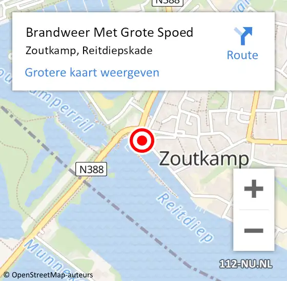 Locatie op kaart van de 112 melding: Brandweer Met Grote Spoed Naar Zoutkamp, Reitdiepskade op 24 februari 2018 01:18