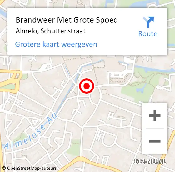 Locatie op kaart van de 112 melding: Brandweer Met Grote Spoed Naar Almelo, Schuttenstraat op 24 februari 2018 01:40