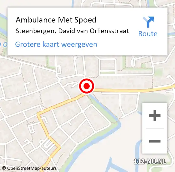 Locatie op kaart van de 112 melding: Ambulance Met Spoed Naar Steenbergen, David van Orliensstraat op 24 februari 2018 02:28