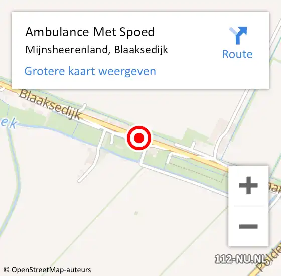 Locatie op kaart van de 112 melding: Ambulance Met Spoed Naar Mijnsheerenland, Blaaksedijk op 24 februari 2018 03:07