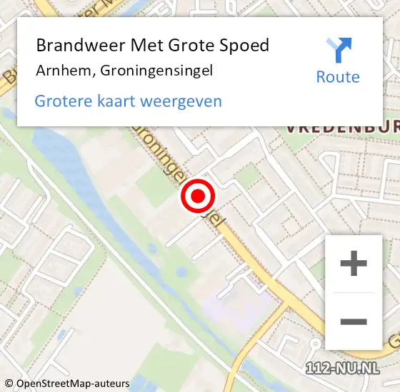 Locatie op kaart van de 112 melding: Brandweer Met Grote Spoed Naar Arnhem, Groningensingel op 24 februari 2018 04:22
