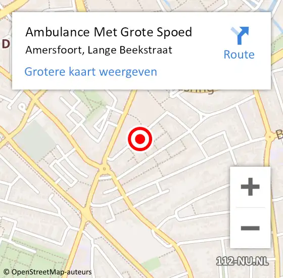 Locatie op kaart van de 112 melding: Ambulance Met Grote Spoed Naar Amersfoort, Lange Beekstraat op 24 februari 2018 04:57