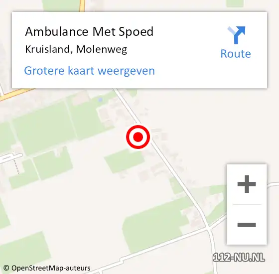 Locatie op kaart van de 112 melding: Ambulance Met Spoed Naar Kruisland, Molenweg op 24 februari 2018 05:12