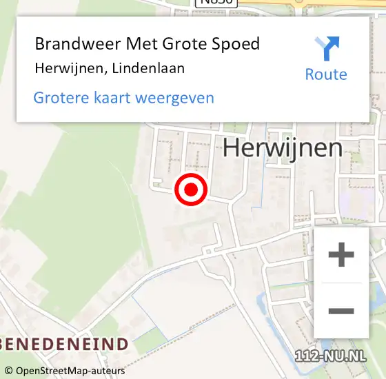 Locatie op kaart van de 112 melding: Brandweer Met Grote Spoed Naar Herwijnen, Lindenlaan op 24 februari 2018 05:34