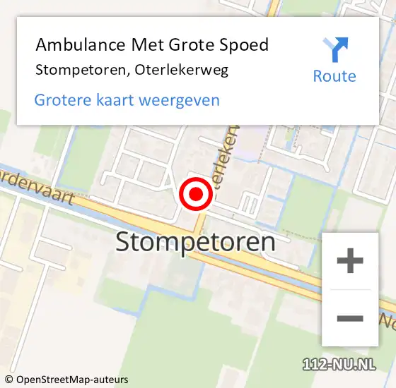 Locatie op kaart van de 112 melding: Ambulance Met Grote Spoed Naar Stompetoren, Oterlekerweg op 24 februari 2018 06:11