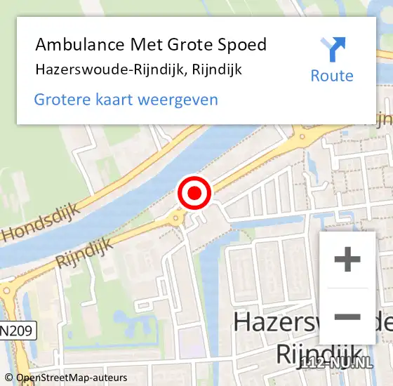 Locatie op kaart van de 112 melding: Ambulance Met Grote Spoed Naar Hazerswoude-Rijndijk, Rijndijk op 24 februari 2018 06:24