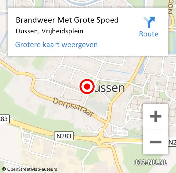 Locatie op kaart van de 112 melding: Brandweer Met Grote Spoed Naar Dussen, Vrijheidsplein op 24 februari 2018 06:52