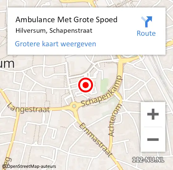 Locatie op kaart van de 112 melding: Ambulance Met Grote Spoed Naar Hilversum, Schapenstraat op 24 februari 2018 07:04