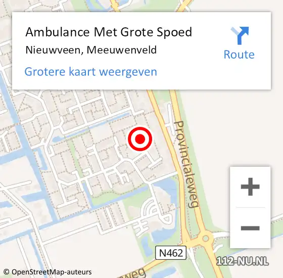 Locatie op kaart van de 112 melding: Ambulance Met Grote Spoed Naar Nieuwveen, Meeuwenveld op 24 februari 2018 07:23