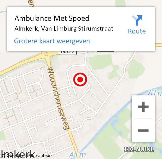 Locatie op kaart van de 112 melding: Ambulance Met Spoed Naar Almkerk, Van Limburg Stirumstraat op 24 februari 2018 08:00