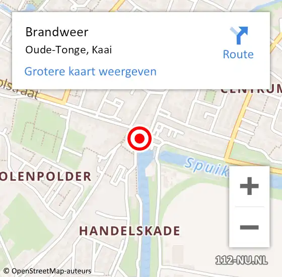 Locatie op kaart van de 112 melding: Brandweer Oude-Tonge, Kaai op 24 februari 2018 08:41