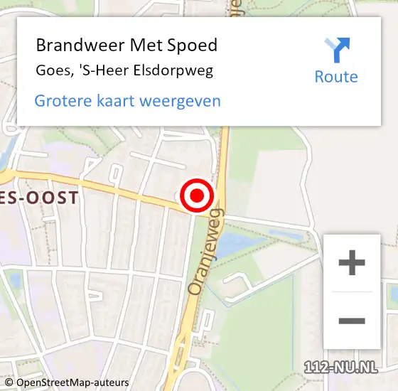 Locatie op kaart van de 112 melding: Brandweer Met Spoed Naar Goes, 'S-Heer Elsdorpweg op 24 februari 2018 09:13