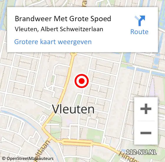 Locatie op kaart van de 112 melding: Brandweer Met Grote Spoed Naar Vleuten, Albert Schweitzerlaan op 24 februari 2018 09:34