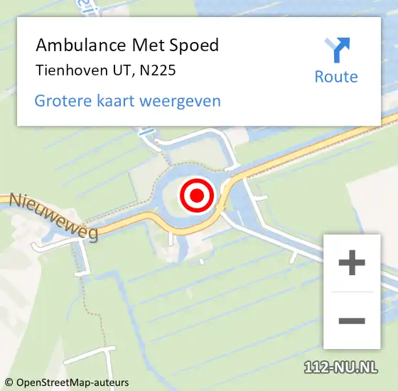 Locatie op kaart van de 112 melding: Ambulance Met Spoed Naar Tienhoven UT, N225 op 24 februari 2018 12:12