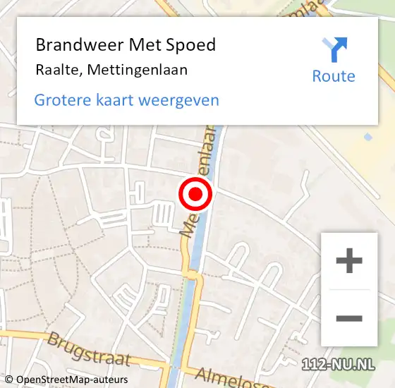 Locatie op kaart van de 112 melding: Brandweer Met Spoed Naar Raalte, Mettingenlaan op 24 februari 2018 12:20