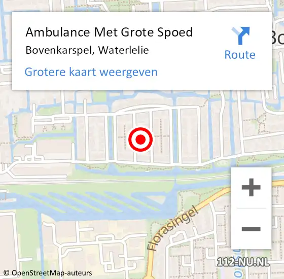 Locatie op kaart van de 112 melding: Ambulance Met Grote Spoed Naar Bovenkarspel, Waterlelie op 24 februari 2018 12:32