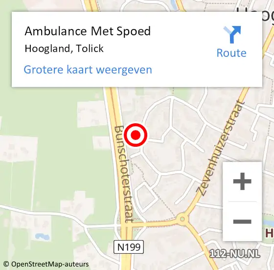 Locatie op kaart van de 112 melding: Ambulance Met Spoed Naar Hoogland, Tolick op 24 februari 2018 12:33