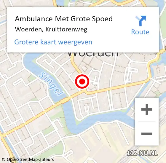 Locatie op kaart van de 112 melding: Ambulance Met Grote Spoed Naar Woerden, Kruittorenweg op 24 februari 2018 13:01