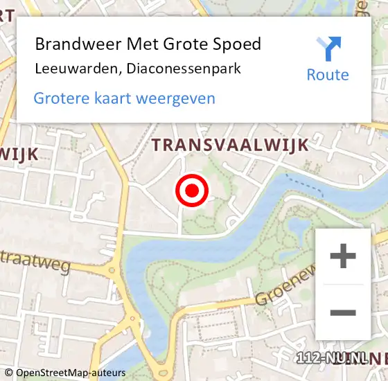 Locatie op kaart van de 112 melding: Brandweer Met Grote Spoed Naar Leeuwarden, Diaconessenpark op 24 februari 2018 13:21