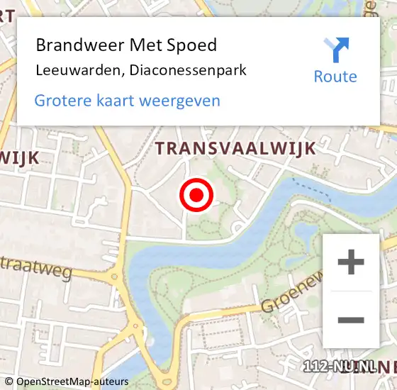 Locatie op kaart van de 112 melding: Brandweer Met Spoed Naar Leeuwarden, Diaconessenpark op 24 februari 2018 13:27