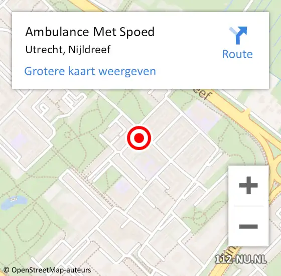 Locatie op kaart van de 112 melding: Ambulance Met Spoed Naar Utrecht, Nijldreef op 24 februari 2018 13:39