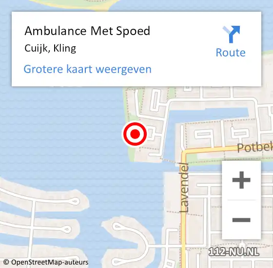 Locatie op kaart van de 112 melding: Ambulance Met Spoed Naar Cuijk, Kling op 24 februari 2018 13:40