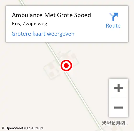 Locatie op kaart van de 112 melding: Ambulance Met Grote Spoed Naar Ens, Zwijnsweg op 24 februari 2018 14:24