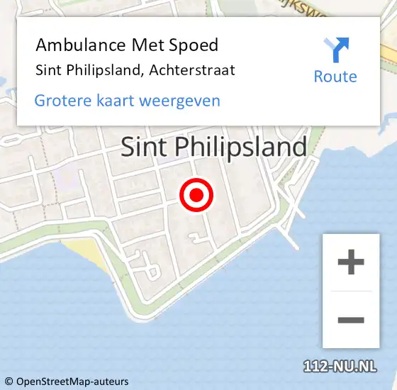 Locatie op kaart van de 112 melding: Ambulance Met Spoed Naar Sint Philipsland, Achterstraat op 24 februari 2018 14:39