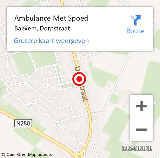 Locatie op kaart van de 112 melding: Ambulance Met Spoed Naar Baexem, Dorpstraat op 24 februari 2018 14:47