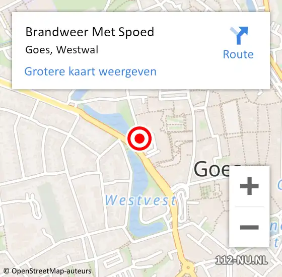 Locatie op kaart van de 112 melding: Brandweer Met Spoed Naar Goes, Westwal op 24 februari 2018 14:50